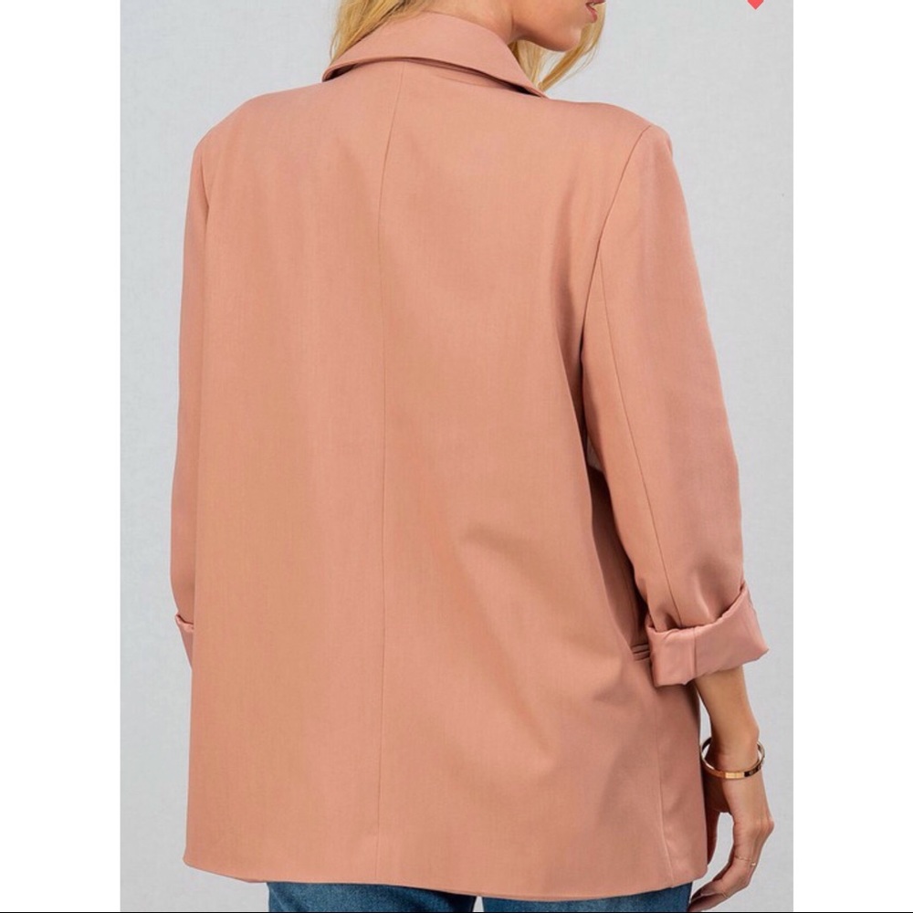 New Oversize Mauve pink button blazer jacket - Picture 3 of 8